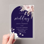 Blush Floral Deep Navy Arch Wedding Acryleinladungen (Insitu (Handheld))