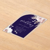 Blush Floral Deep Navy Arch Wedding Acryleinladungen (Ablage )