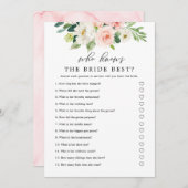 Blush Floral, der das Bride Game Printable kennt Einladung (Vorne/Hinten)