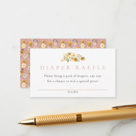 Blush Floral Diaper Raffle Card Vintage Pram Suite Begleitkarte