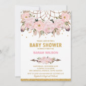Blush Floral Dream Catcher Baby Dusche Girl Boho Einladung (Vorderseite)