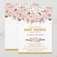 Blush Floral Dream Catcher Baby Dusche Girl Boho