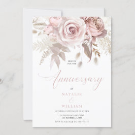 Blush Floral Dusty Rose Hochzeit Jahrestag Einladung