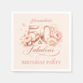 Blush Floral Elegant 50th Birthday Serviette (Vorderseite)