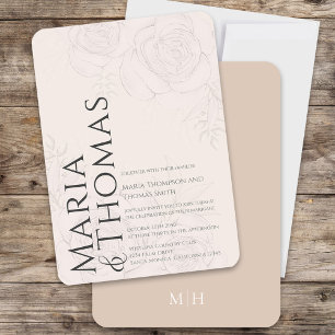 Blush Floral Elegant Ampersand Script Typografie Einladung