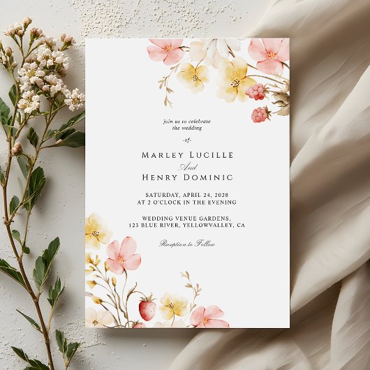 Blush Floral Elegant Botanical Garden Wedding Einladung