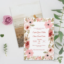 Blush Floral Elegant Photo Wedding Invitation