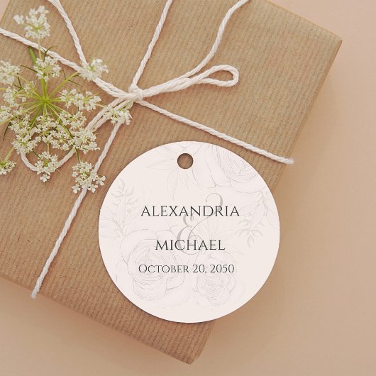 Blush Floral Elegant Wedding Custom Geschenkanhänger