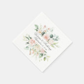 Blush Floral Eleganter Script Name Wedding Napkins Serviette (Ecke)