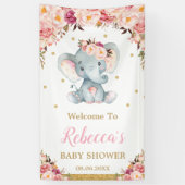 Blush Floral Elephant Baby Dusche Party Hintergrun Banner (Vertikal)