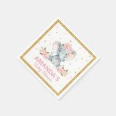 Blush Floral Elephant Baby Shower Girl Serviettes Serviette (Ecke)