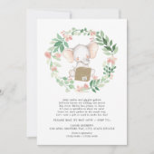 Blush Floral Elephant Baby Sprinkle per Post Einladung (Vorderseite)