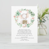 Blush Floral Elephant Baby Sprinkle per Post Einladung (Stehend Vorderseite)