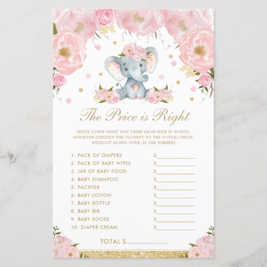Blush Floral Elephant Der Preis ist das richtige S (Vorderseite)