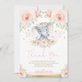 Blush Floral Elephant Geburtstag Danke Karte