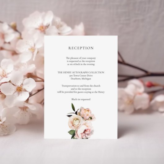 Blush Floral Empfang Card - Romantische Bridal Begleitkarte