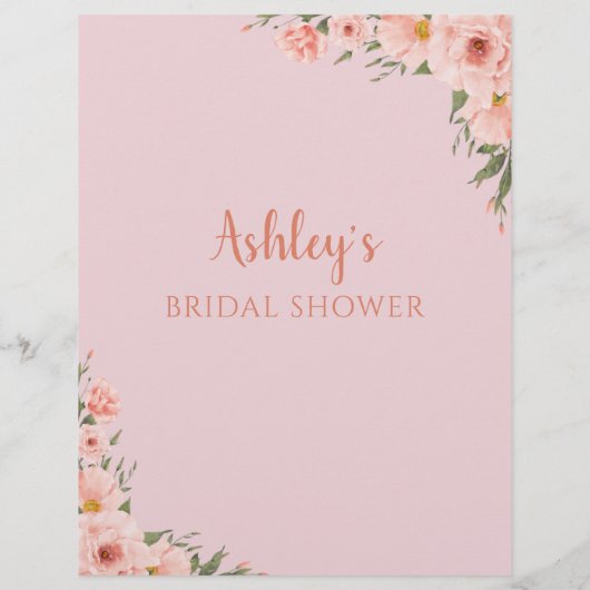 Blush Floral Er sagte, sie sagte Brautparty Game (Rückseite)