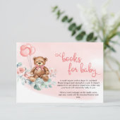 Blush Floral Eucalyptus Wreath Teddy Bear Baby Begleitkarte (Stehend Vorderseite)