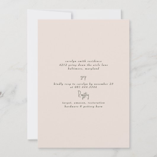 Blush Floral & Eukalyptus Brautparty Einladung (Rückseite)