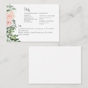 Blush Floral & Foliage Hochzeitdetails Begleitkarte