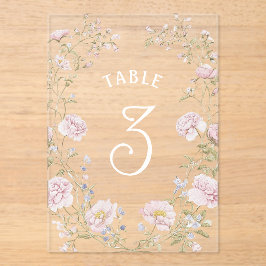 Blush Floral Frame Acrylic Table Number Acryleinladungen