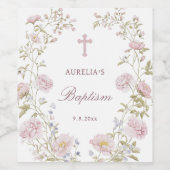 Blush Floral Frame Baptism Weinetikett (Einzelnes Label)