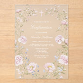 Blush Floral Frame Confirmation Acryleinladungen (Vorderseite)
