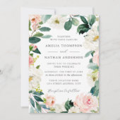 Blush Floral Frame Wedding Einladung (Vorderseite)