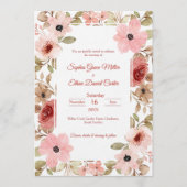 Blush Floral Garden Border Wedding Invitation Einladung (Vorderseite)