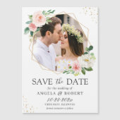 Blush Floral Geometric Foto Speichern Sie das Datu Magnetkarte (Vorderseite)