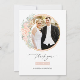 Blush Floral Geometric Wedding Foto Collage Dankeskarte