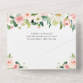 Blush Floral Geometric Wedding (kein ENV erforderl All In One Einladung (Rückseite)