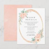 Blush Floral Geometric Wedggastdetails Begleitkarte (Vorne/Hinten)