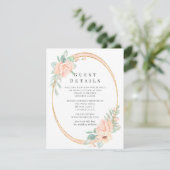 Blush Floral Geometric Wedggastdetails Begleitkarte (Stehend Vorderseite)