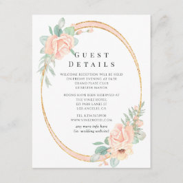 Blush Floral Geometric Wedggastdetails Begleitkarte