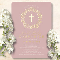Blush Floral Girls Einladung zur Kommune Foil