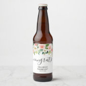 Blush Floral Glückwunschs Girl Abschluss Bierflaschenetikett (Vorderseite)