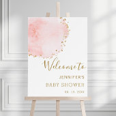 Blush Floral Gold Baby Dusche Begrüßungszeichen Pl Poster