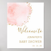 Blush Floral Gold Baby Dusche Begrüßungszeichen Pl Poster (Vorne)