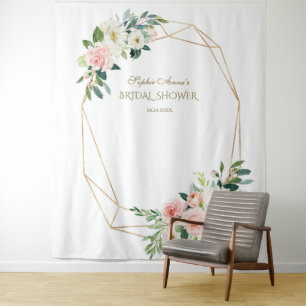 Blush Floral Gold Brautparty Foto Stand Prop Wandteppich