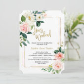 Blush Floral Gold Frame Bachelorette Wochenende Pa Einladung (Stehend Vorderseite)