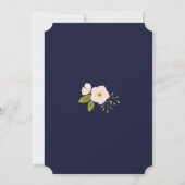 Blush Floral Gold Frame Navy Blue Couple Dusche Einladung (Rückseite)