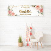 Blush Floral Gold Geometric Babydusche Hintergrund Banner (Insitu)