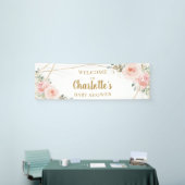Blush Floral Gold Geometric Babydusche Hintergrund Banner (Messeveranstaltung)