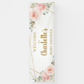 Blush Floral Gold Geometric Babydusche Hintergrund Banner (Vertikal)
