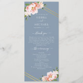 Blush Floral Gold Geometric Dusty Blue Wedding Programm (Vorderseite)