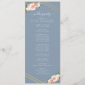Blush Floral Gold Geometric Dusty Blue Wedding Programm (Rückseite)