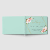 Blush Floral Gold Geometric Mint Green Wedding Gästebuch (Voll)