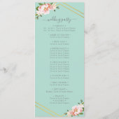 Blush Floral Gold Geometric Mint Green Wedding Programm (Rückseite)