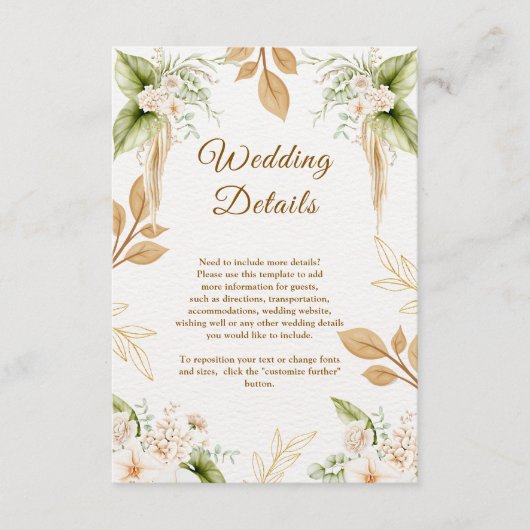 Blush Floral Gold Geometric wedding Begleitkarte (Vorderseite)